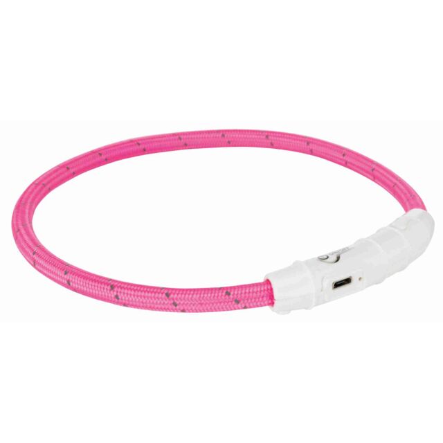 Нашийник Светещ USB nylon XS-S 35 SM/7MM PINK
