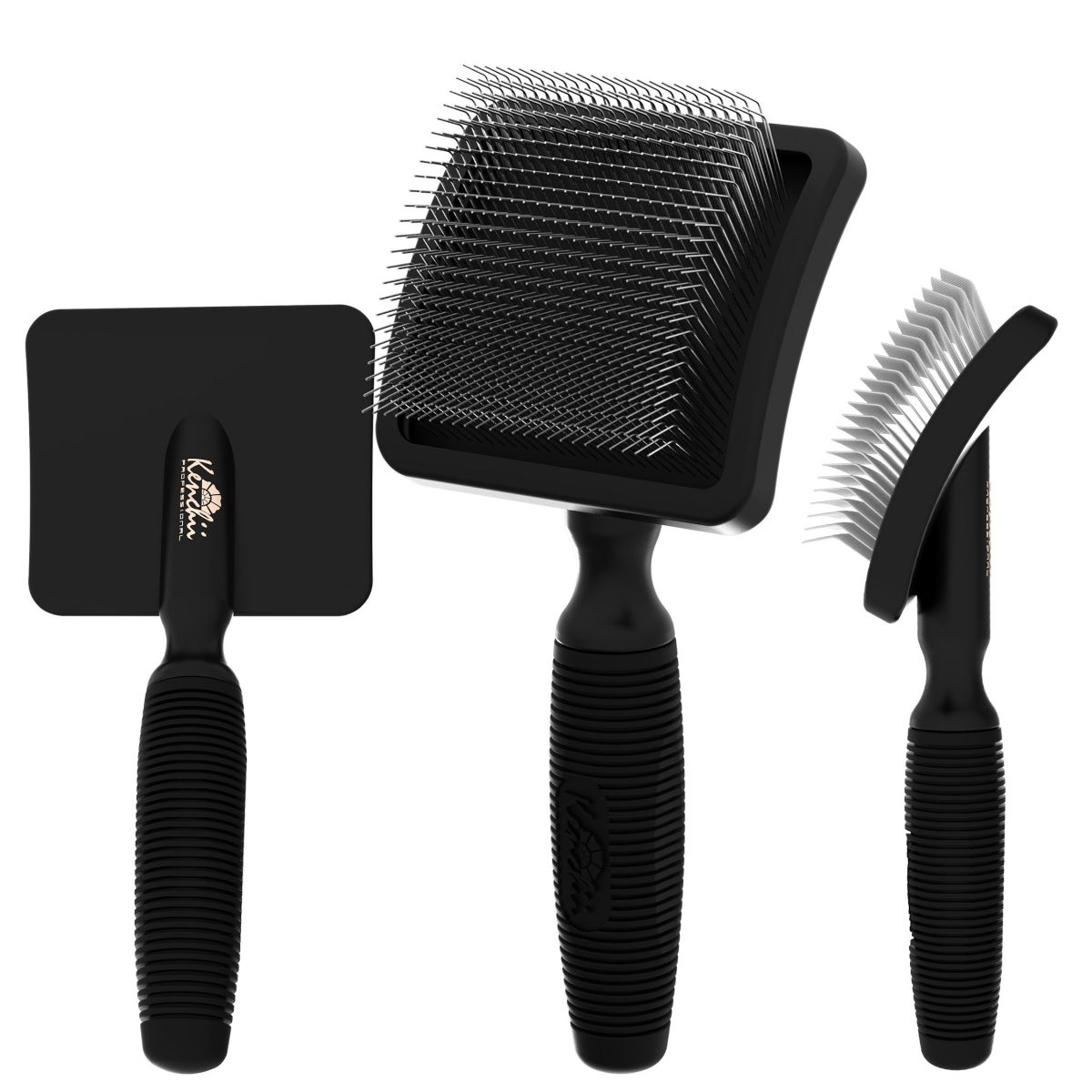 Kenchii Long Pin Slicker Brush-BLACK