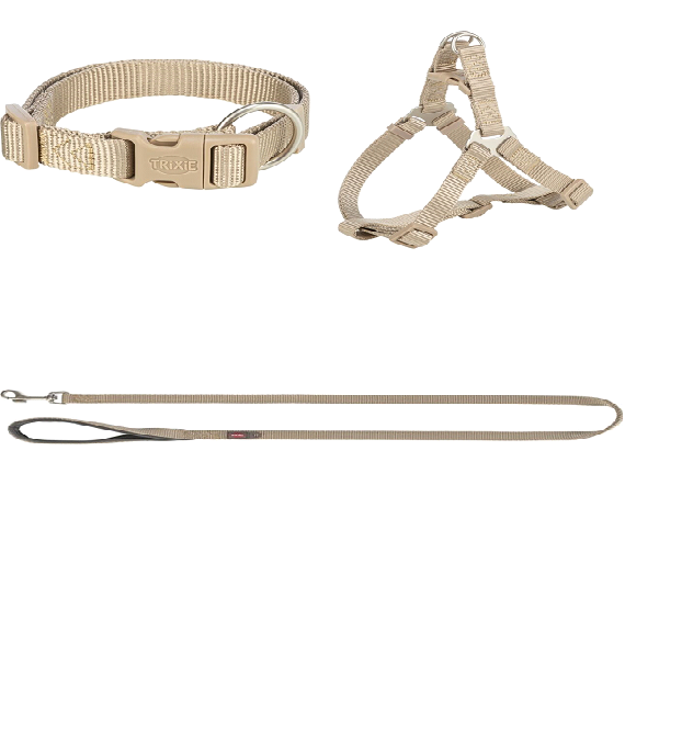 Повод, Нашийник, Нагръдник - premium lead - Бежов цвят