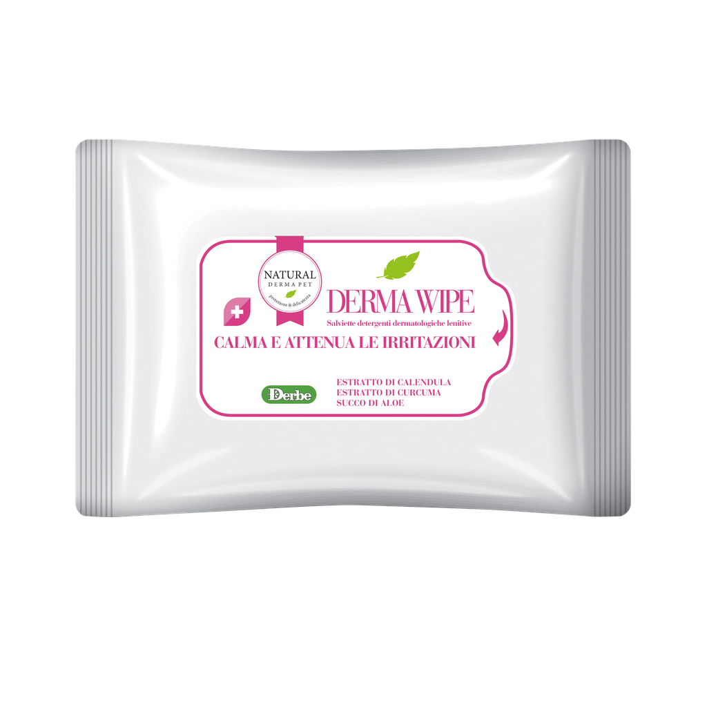 Успокояващи почистващи кърпички DERMAWIPE за кучета, котки и кученца 15бр,